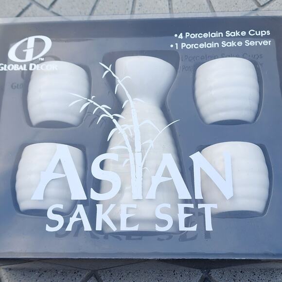 Global Decor Asian Porcelain 5 Piece Sake Set - Picture 3 of 4